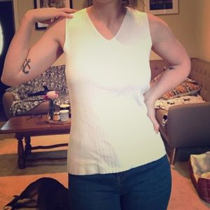 White sleeveless sweater